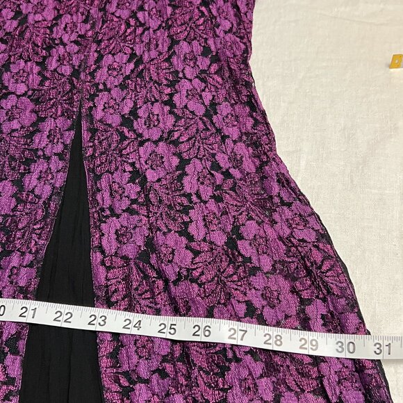 Olivia Women's Purple Floral Lace Dress Lined Stretch V-Neck Short Sleeve XL - Picture 7 of 9